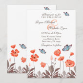 Invitation Mariage floral des papillons orange et des papillo (Devant / Derrière)