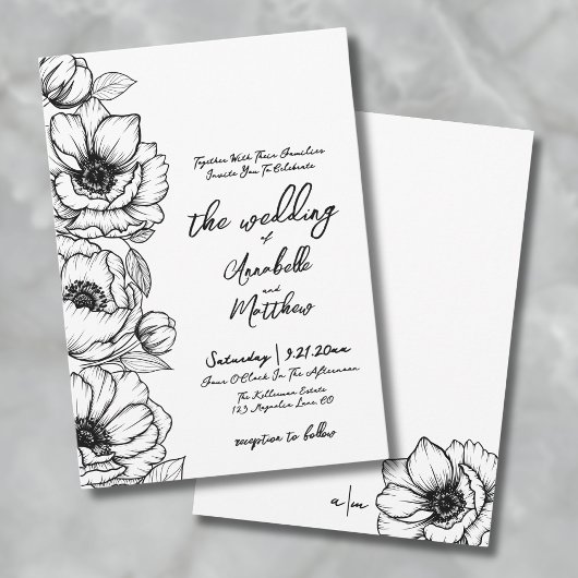 Invitation Mariage Floral Dessiné à la Main