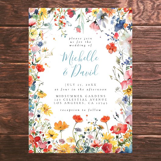 Invitation Mariage floral d'été coloré