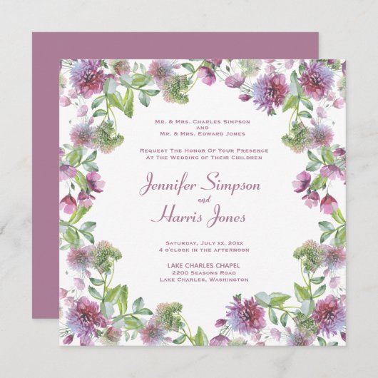 Invitation Mariage floral d'été doux (Devant / Derrière)