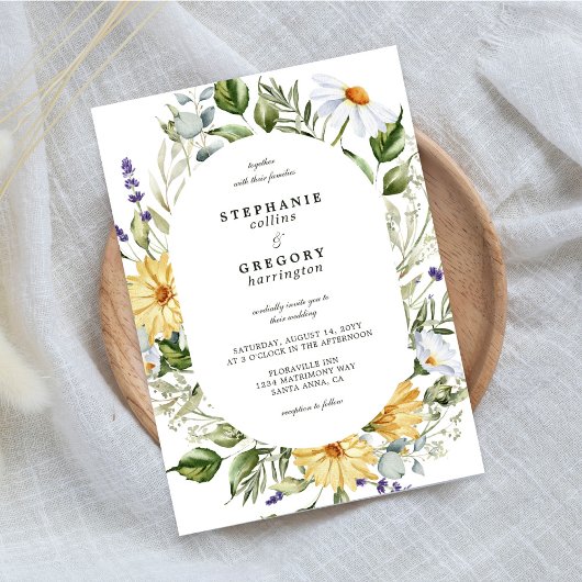 Invitation Mariage floral d'été jaune