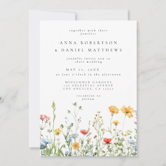 Invitation Mariage floral d'été Whimsical (Devant)