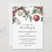 Invitation Mariage Floral d'Hiver de Noël Élégant (Devant)