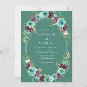 Invitation Mariage Floral d'Hiver Émeraude Gras