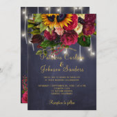 Invitation Mariage floral d'hiver rustique et bordeaux (Devant / Derrière)