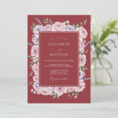 Invitation Mariage Floral Divine Marsala (Debout devant)