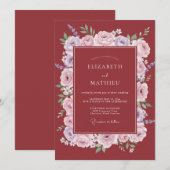 Invitation Mariage Floral Divine Marsala (Devant / Derrière)