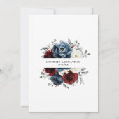 Invitation Mariage floral d'ivoire blanc bleu ardoise (Dos)