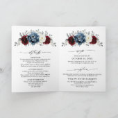 Invitation Mariage floral d'ivoire blanc bleu ardoise (Intérieur)