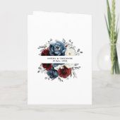 Invitation Mariage floral d'ivoire blanc bleu ardoise (Dos)