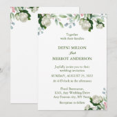 Invitation Mariage floral d'ivoire de couleur verte (Devant / Derrière)