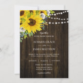 Invitation Mariage floral d'ivoire de tournesol rustique  (Devant)