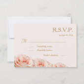 Invitation Mariage floral d'ivoire rose rousse Rose RSVP (Devant)