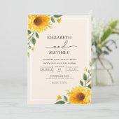 Invitation Mariage Floral d'or (Debout devant)