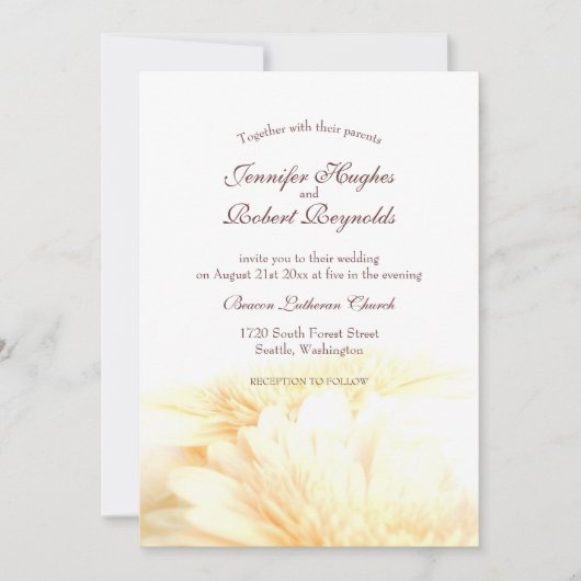 Invitation Mariage Floral d'or (Devant)