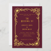 Invitation Mariage floral d'or de Bourgogne (Devant)