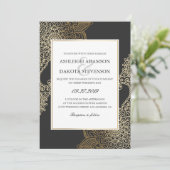 Invitation Mariage floral d'or exquis de henné (Debout devant)