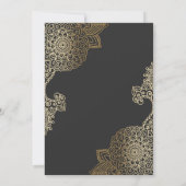 Invitation Mariage floral d'or exquis de henné (Dos)