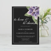 Invitation Mariage floral d'orchidée blanche noire (Debout devant)
