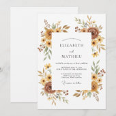 Invitation Mariage Floral Doré Atténué (Devant / Derrière)