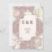 Invitation Mariage Floral Doré Bourgogne (Dos)