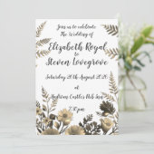 Invitation Mariage Floral Doré Clair et Simple Blanc (Debout devant)