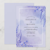 Invitation Mariage Floral Douce Lavande (Devant / Derrière)