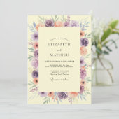 Invitation Mariage Floral Douce Lavande Pêche (Debout devant)
