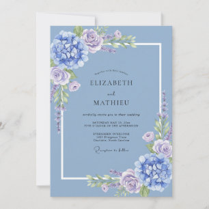 Invitation Mariage Floral Douce Pervenche