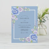 Invitation Mariage Floral Douce Pervenche (Debout devant)