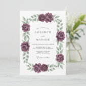 Invitation Mariage Floral Douce Prune (Debout devant)