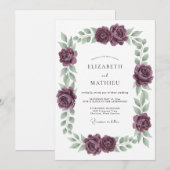 Invitation Mariage Floral Douce Prune (Devant / Derrière)