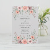 Invitation Mariage Floral Douce Rose Pâle (Debout devant)