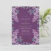 Invitation Mariage Floral Douce Sauge Prune (Debout devant)