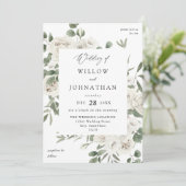 Invitation Mariage floral doux blanc 3 (Debout devant)