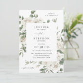 Invitation Mariage floral doux blanc 5 (Debout devant)