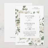 Invitation Mariage floral doux blanc 5 (Devant / Derrière)