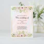 Invitation Mariage Floral doux et rose (Debout devant)
