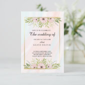 Invitation Mariage Floral doux et rose (Debout devant)
