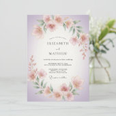 Invitation Mariage Floral Doux Lavande (Debout devant)