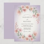 Invitation Mariage Floral Doux Lavande (Devant / Derrière)