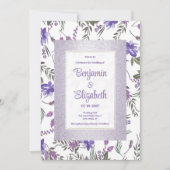 Invitation Mariage floral doux lavande rose violet vert (Devant)