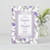 Invitation Mariage floral doux lavande rose violet vert (Debout devant)