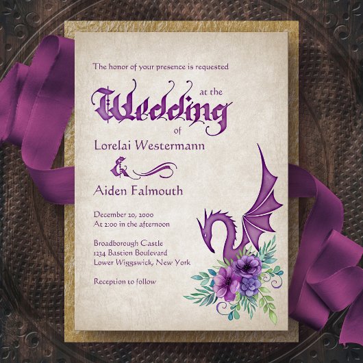 Invitation Mariage Floral Dragon