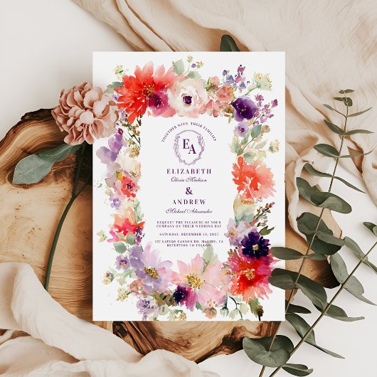 Invitation Mariage floral du jardin d'aquarelle de printemps