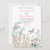 Invitation Mariage floral du papillon vert du printemps (Devant)