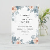 Invitation Mariage floral Dusky Rose Frost (Debout devant)