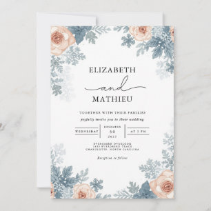 Invitation Mariage floral Dusky Rose Frost