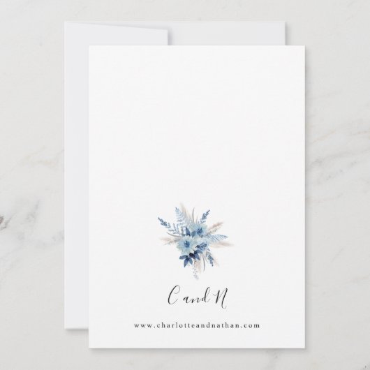 Invitation Mariage floral Dusty Blue Boho (Dos)