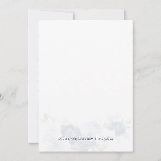 Invitation Mariage floral Dusty Blue Navy (Dos)